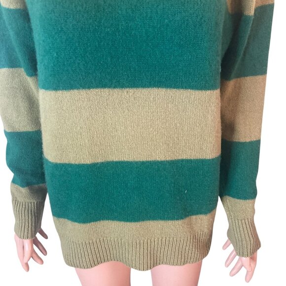 The Elder Statesman Sweater Mens Small 100% Cashmere Green Striped - Picture 9 of 11